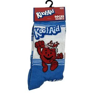 Kool Aid Man Crew Socks Men’s 10-13 Blue Red White Retro Funny Novelty Gift Pair